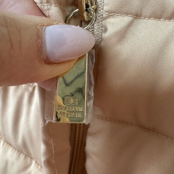 Elisabetta Franchi Peach Quilted Crop Coat - Size 46 (US 10) - Picture 3 of 16